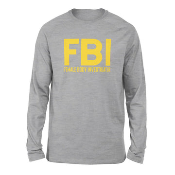 FBI - Female Body Investigator Men/Unisex Drop Shoulder Sweatshirt in Athletic Heather color